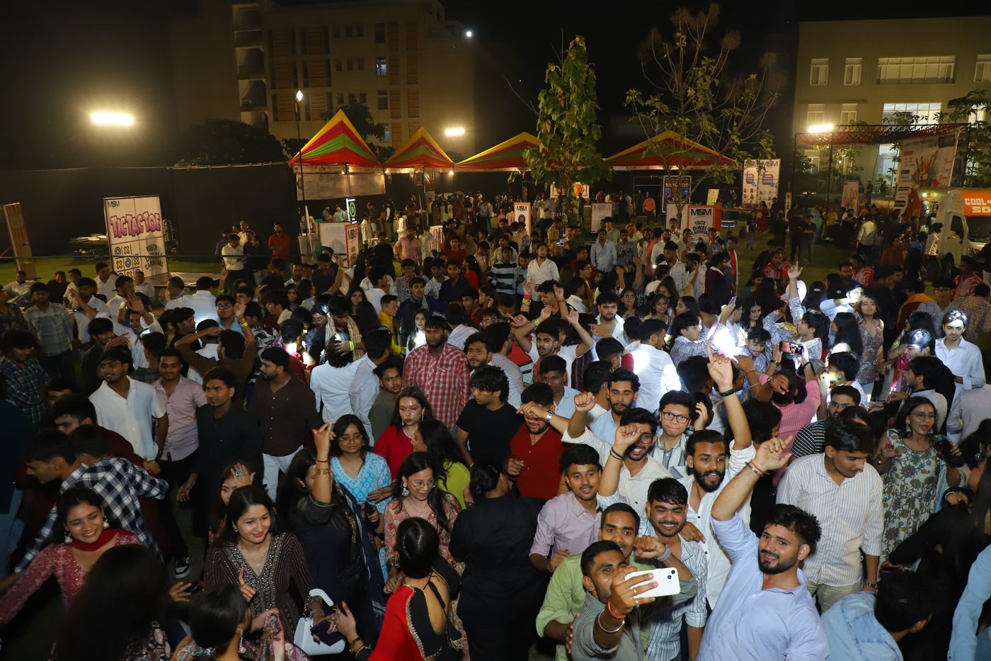 Packed crowd at night